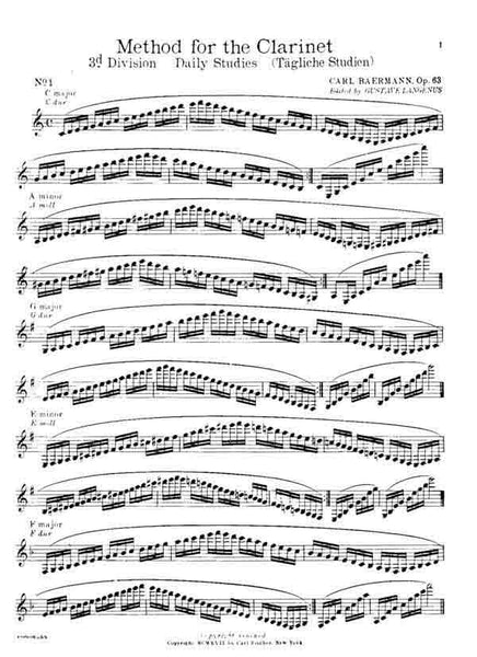 Baermann, ed. Langenus – Complete Method for the Clarinet, Op. 63 (Third Division) – Clarinet Method