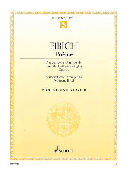 Fibich, arr. Bittel - Poeme from "At Twilight", Op. 39 - Violin and Piano