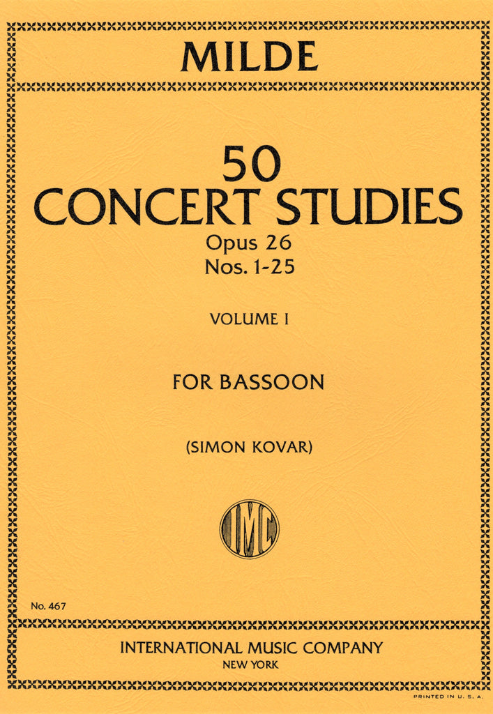 Milde, ed. Kovar – 50 Concert Studies, Op. 26/1-25 – Bassoon Method