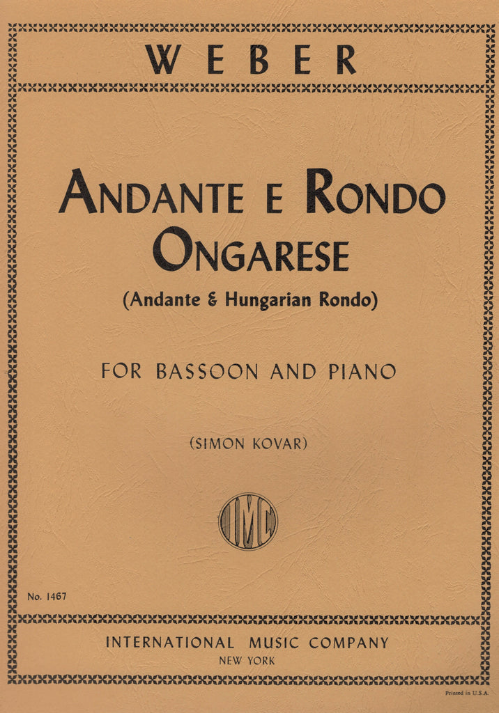 Weber, ed. Kovar – Andante and Hungarian Rondo – Bassoon and Piano