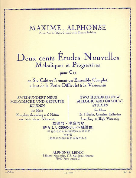 Maxime-Alphonse - 200 New Melodic Studies, Vol. 1 - Horn Method
