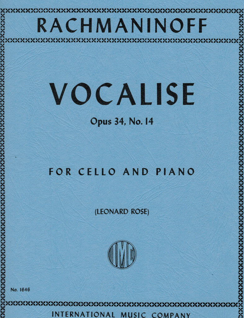 Rachmaninoff, ed. Rose - Vocalise, Op. 34, No. 14 - Cello and Piano