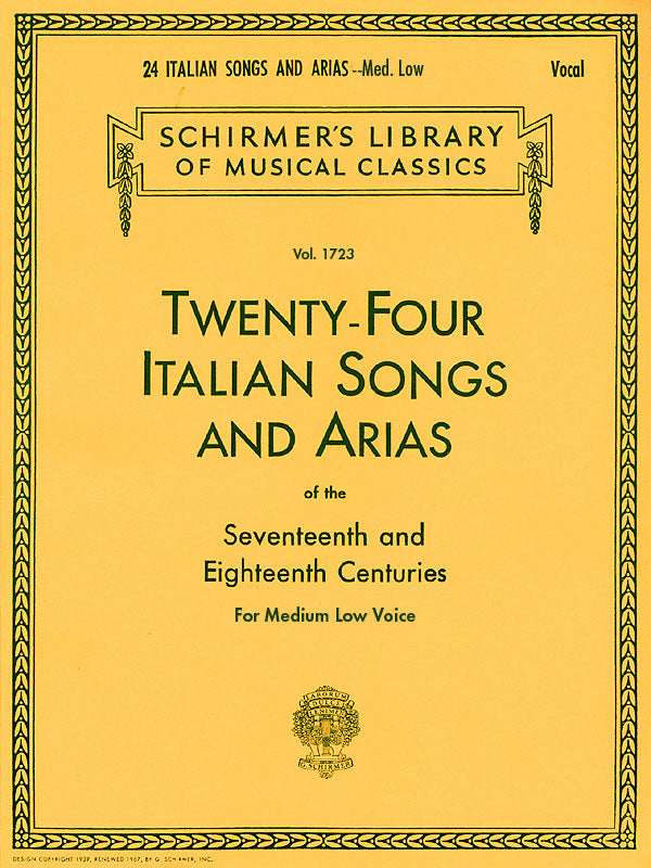 Various - 24 Italian Songs and Arias of the 17th and 18th Centuries - Medium Low Voice and Piano