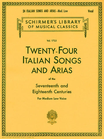 Various - 24 Italian Songs and Arias of the 17th and 18th Centuries - Medium Low Voice and Piano