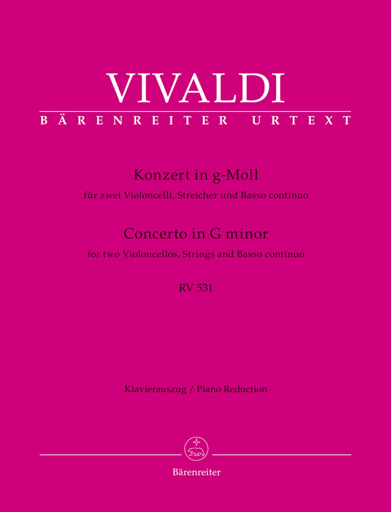 Vivaldi - Concerto in G Minor, RV 531 for 2 Cellos, Strings, and Basso Continuo - 2 Cellos, Piano