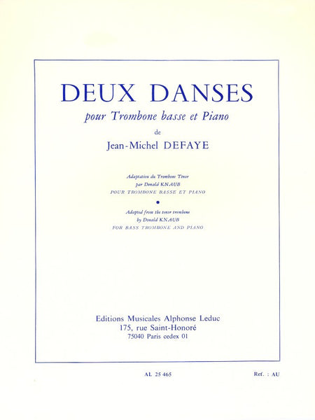 Defaye, arr. Knaub - Deux Danses - Bass Trombone and Piano