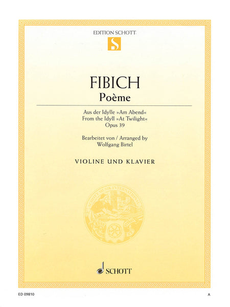 Fibich, arr. Bittel - Poeme from "At Twilight", Op. 39 - Violin and Piano