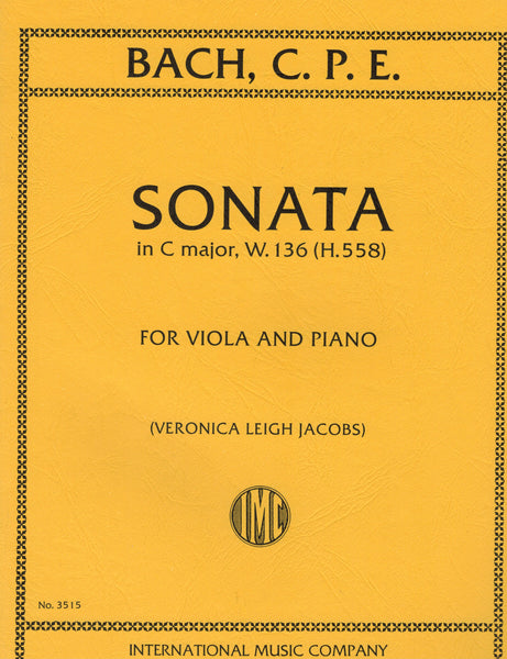 Bach, C.P.E., ed. Jacobs - Sonata in C Major, W.136 (H.558) - Viola and Piano